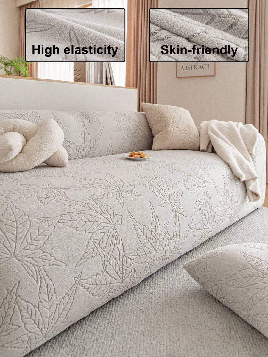 1pc Classic Solid Color Sofa Cover, High Elasticity, Dust-Proof And Dirt-Resistant, Machine/Hand Washable Furniture Protector, Suitable For All Seasons, Fits 3/4 Seater Sofa (Multiple Sizes Available) - Light Grey - View 1