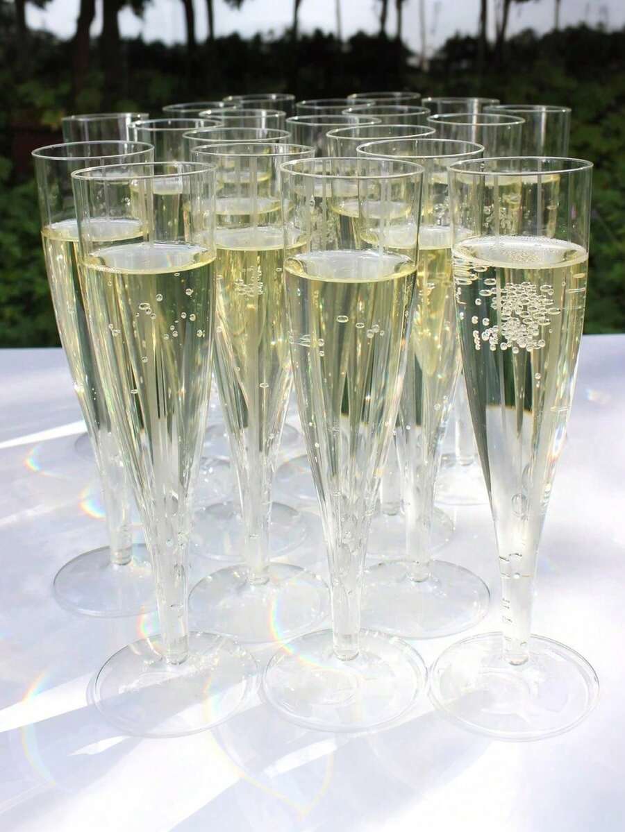 10/20 Pieces Reusable Transparent Sparkling Wine Glasses, 4.5oz Plastic Cocktail Party Mug, Suitable For Parties, Weddings And Big Celebrations - View 1