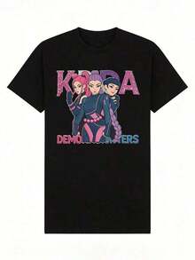 Women's T-shirt Vintage Ropa de Verano para Mujer, Camiseta de Algodón Suave y Casual con Cuello Redondo, Serie  y Estampado de Anime de Dibujos Animados.Fashion  Gothic style - Negro - Ver 5