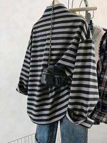 Blusa de mujer, estampado de rayas de fresa, diseño fresco y ligero, camisa estilo Ins, blusas de mujer holgadas de manga larga casual de doble uso, regalo para la mejor amiga y la novia, otoño/invierno, graduación, maestras, vuelta al cole - Multicolor - Ver 2