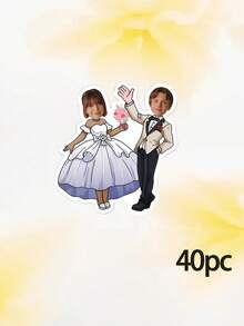 8/20/40pcs Custom Wedding Couple Photo Stickers, Personalized Bride And Groom Stickers With Custom Photo,Custom Bride & Groom Photo Stickers - Multicolor - View 10