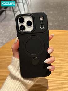 Koolife 1件 360°旋轉磁吸手機殼，PC+TPU磨砂防摔保護殼附支架，適用於 18 Pro/18 Pro Max/17/17 Pro/17 Pro Max/17 Air/16/15/14/13 - 黑色 - 查看 3