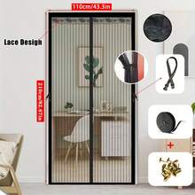 Cortina de malla anti-insectos reforzada, diseño de cierre magnético, sin necesidad de perforación, adecuada para dormitorio, cocina, ventilación - Rayas hechas a mano con escaparate - Ver 12