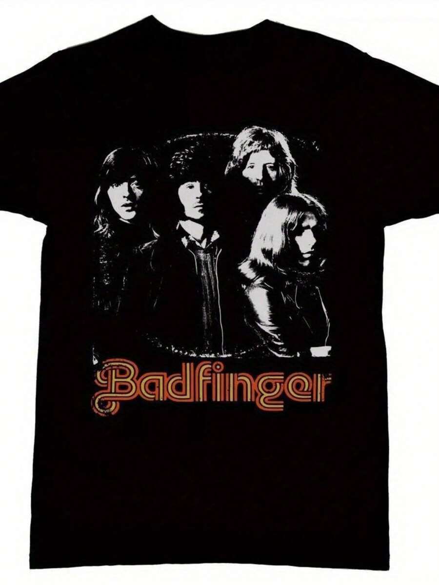 Camiseta Vintage de la Banda Badfinger - Camiseta Icónica de Música Retro de los 70/80 con Estampado de los Miembros de la Banda, Unisex, Suave y Transpirable, de Cuello Redondo y Manga Corta, Adecuada para Hombres y Mujeres, Ropa Retro Casual para Conciertos y Uso Diario, una camiseta de manga corta adecuada para el hogar, el uso diario, fiestas y viajes, perfecta como regalo para amigos o familiares. - Negro - Ver 1
