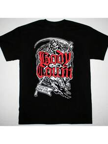 Camiseta Gráfica VTG Body Count Band |   Camiseta negra con estampado de esqueleto llamativo, tallas de la S a la 5XL, uso casual para todas las estaciones, lavable a máquina, cuello redondo, tela de elasticidad media, una camiseta de manga corta adecuada para el hogar, uso diario, fiestas y viajes-perfecta como regalo para amigos o familiares. - Negro - Ver 5