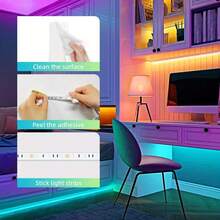 65.6FT RGB LED Light Strip With 44-Key Music Remote Control, Smart LED Light Strips With Adhesive Backing, Dimmable, App Control, Music Sync, Bedroom Party Decor - RGB - View 7
