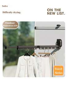 Adjustable & Foldable Drying Rack, Can Be Used As Quilt Drying Rod And Shower Curtain Rod. Upgraded Thicker Aluminum Alloy Material, With Anti-Wind Hole Design, 360° Foldable, Rust & Moisture Proof, Multi-Angle Adjustable, Easy Open And Close, Suitable For Indoor, Balcony, Hotel, Outdoor And RV - Suction Cup - View 5