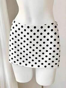 Falda corta de verano informal para mujer con cintura baja de unicolor - Blanco y Negro 3 - Ver 4