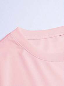 Camiseta de manga corta con estampado de letras para hombre, moda de verano - Rosa - Ver 3