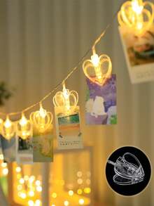 1pc Photo Wall Decor Light, LED Decorative Lights, Star & Heart Clip String Lights, Suitable For Birthday, Party, Valentine's Day, Room & Bedroom Decor, Five-Pointed Star & Heart Clip Fairy Lights - Warm Light - View 4