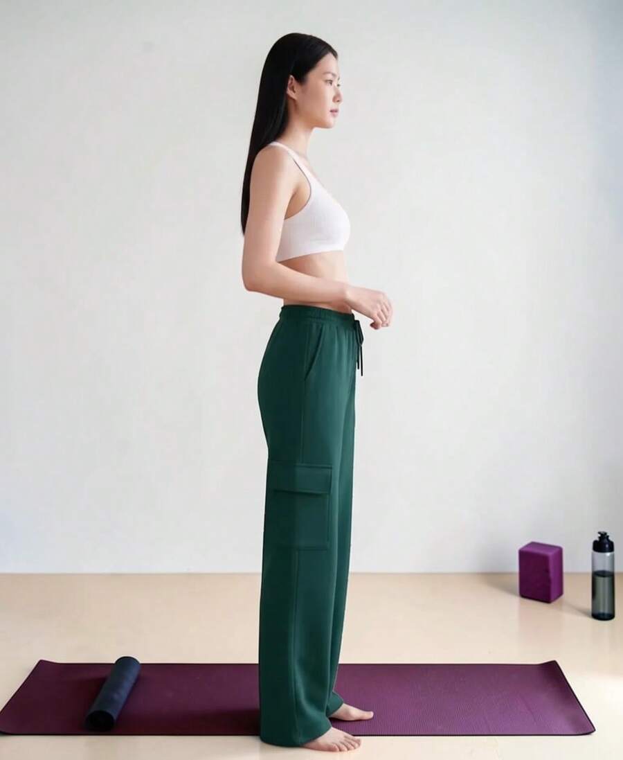 Pants Deportivo Cargo Dama Moda Comodo Con Bolsas Deportivo, Gym, Color Solido, Caliente, Resistente Mujer Pierna Ancha, Cintura con Cordon - Verde Botella - Ver 1