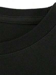 Summer T-Shirt, Suitable For Daily Wear, Easy To Wear In Summer, Micro-Elastic, Soft, Round Neck, Casual, With Fashionable Print, Summer Round Neck Sweatshirt, For Men And Women, Christmas Gifts - Unisex Loose Cotton Short Sleeve Round Neck T-Shirt, Urban Vintage Style. - 黑色 - 查看 5