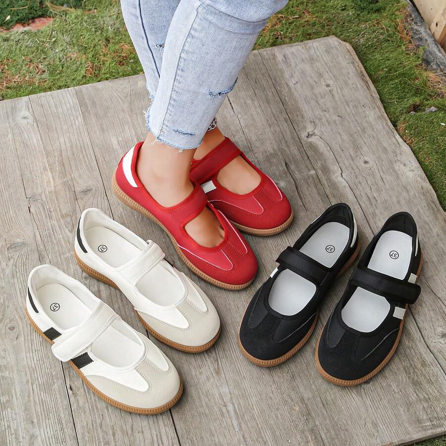 Giày thể thao nữ LUCKY STEP cổ thấp, đế bằng, thời trang, đa năng, kiểu dáng retro cổ điển, buộc dây, chất liệu da và lưới, thích hợp cho tennis, chạy bộ, đi bộ và tập luyện. - Đỏ - Xem 1