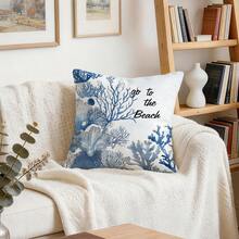 4pcs/Set Ocean Coral & Shell Pattern Pillow Cover, Single-Sided Printed Cushion Cover, Suitable For Living Room, Bedroom, Home Decor, All Seasons - Multicolor - View 8