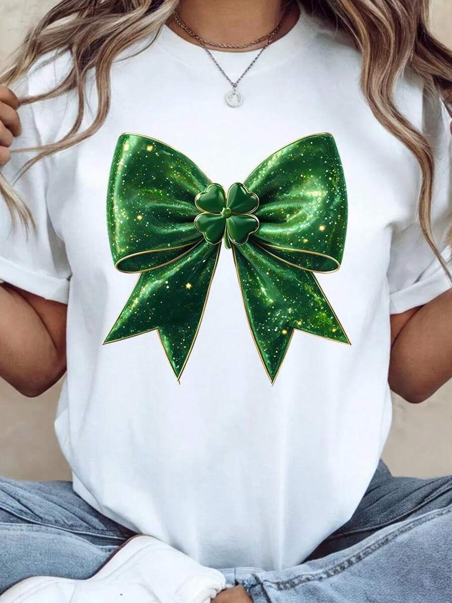 Camiseta unisex coqueta para el Día de San Patricio, camiseta para el Día de San Patricio, camiseta de regalo divertida. Camiseta unisex de algodón puro de 220 g, peso ideal para todas las estaciones, adecuada tanto para hombres como para mujeres. Tejido duradero de alta calidad, suave al tacto y de larga duración. Parte superior transpirable. Adecuada para la primavera y el verano de las mujeres, vacaciones, Día de la Madre, Día de la Independencia. - Blanco - Ver 1