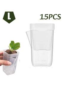 15Pcs Scale Self Watering Pots Watering Nursery Pot With Drainage, Holes Translucent Plastic Planters Mini Flower Seedlings Pot - Transparent - View 7