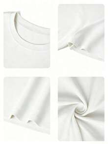 [Free Shipping] Women's Short Sleeve T-Shirt, Casual Summer Style, Simple Letter Print, Round Neck, Multifunctional, Camel Color, Ideal For Everyday Wear And Vacations. Casual Graphic T-Shirts For Women - 白色 - 查看 4