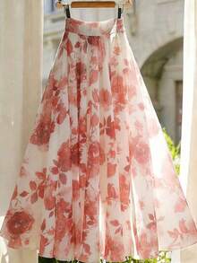 Falda de línea A floral elegante para mujer, de verano - Multicolor 8 - Ver 2