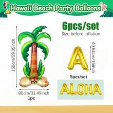 Bộ 6 bóng bay hình cây dừa bằng giấy bạc, bao gồm bóng bay hình cây dừa đứng cỡ lớn màu xanh lá cây, bóng bay chữ "ALOHA" màu vàng, thích hợp cho trang trí chủ đề mùa hè, đồ dùng tiệc sinh nhật chủ đề trái cây, trang trí tiệc Aloha mùa hè nhiệt đới, đồ dùng tiệc bãi biển mùa hè nhiệt đới, tiệc Hawaiian Luau Aloha. - Nhiều màu - Xem 9