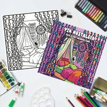 Y2K NOSTALGIA Coloring Book, 2000s & 90s Aesthetic Pop Culture Coloring, Bold & Simple, For Adults & Teens. This Coloring Book Features Themes Of Retro Technology, Fashion, And Early 2000s Pop Culture, Depicting Scenes With A Nostalgic Vibe. The Perfect Choice For Lovers Of Vintage Aesthetics. - Single Piece - View 5