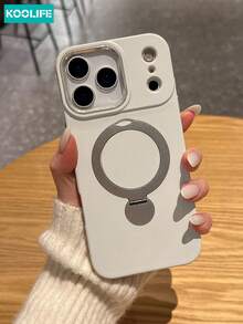 Koolife 白色 360° 旋转磁吸手机壳,PC+TPU 磨砂防震保护套,带指环支架,兼容 Apple 17/17pro/17promax/17Air/16/15/14/13 - 白色 - 查看 3