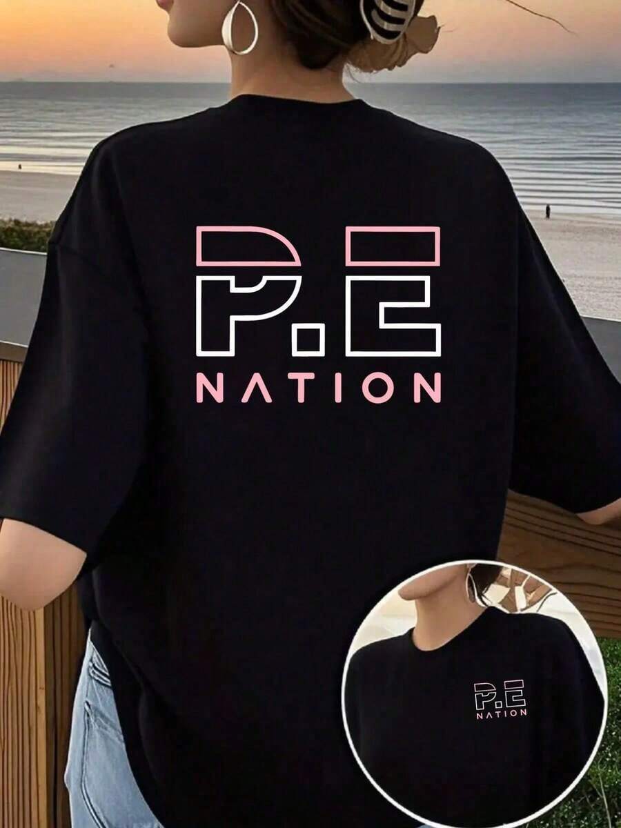 Gift Short Sleeve Printed T-Shirt [Double-Sided Design] - PE Nation, PE Nation - Fashionable Printed T-Shirt For Women Spring/Summer, Your Best Choice! - Unisex Vintage Urban Style Cotton Short Sleeve Crew Neck T-Shirt - 黑色 - 查看 1
