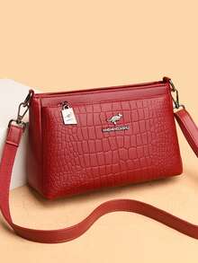 Nova Bolsa de Ombro de Couro PU Macio de Luxo Design para Mulheres 2026 Marca Bolsas e Bolsas Femininas de Alta Qualidade para Senhoras - Vermelho - Visão 3