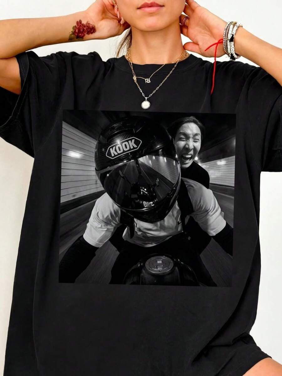 Camiseta  , camiseta con diseño de gang K-pop de estilo callejero, regalo para fans de la estética oscura.playeras de hombre playeras oversize de mujer y2k camisa de mujer camisa blusa casual mujer blusa elegante mujer ofertas - Negro - Ver 1