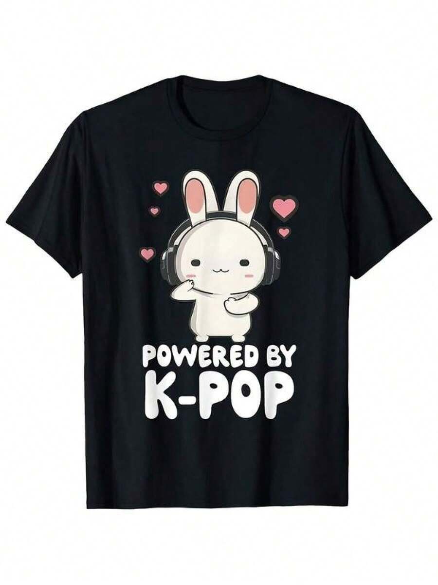Camiseta unisex, para hombre y mujer, K-Pop, Coreano, Onda, Cultura, Camiseta, Lindo, Conejo y Coreano, Diseño inspirado en el drama, Viene con idioma coreano, Camiseta informal holgada, Adecuada para conciertos, Ropa informal/generación, Productos inspirados, Lavable a máquina, Ropa de mujer, blusas, camisas casuales, blusas de mujer, camisas de mujer, Estampado gráfico, Agradable para la piel, Retro de los 90, Ropa urbana, Camisetas casuales de moda,Soft 128% Cotton Short Sleeve Tee, Loose Casual Fit For Women Teen Girls, Skin Friendly Breathable Fabric For Daily Street School Dating Holiday Vacation Outdoor Party All Season Casual Weary2k playeras de hombre algodón camiseta de algodón mujer playeras de niño camisetas playeras de niña tops para adolescentes y25k mujer - Negro - Ver 1