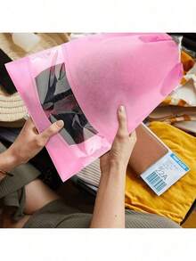 10 piezas de bolsas desechables no tejidas para zapatos, cubiertas para zapatos antigris a prueba de polvo, bolsas para zapatos a prueba de humedad para viajes, bolsas de viaje minimalistas con cordón gris a prueba de polvo, accesorios de almacenamiento de zapatos, bolsas organizadoras de zapatos, suministros para el hogar, cubiertas para zapatos a prueba de polvo de viaje en gris - Rosa - Ver 4