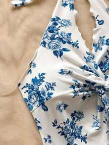 Blusa corta con cuello de halter y lazo, estilo corto que estiliza la figura, adecuada para verano, vacaciones de primavera, Día de San Patricio, Pascua, conciertos, elegante, casual de negocios, western, linda, bohemia, campestre, modesta, rop - Multicolor - Ver 5