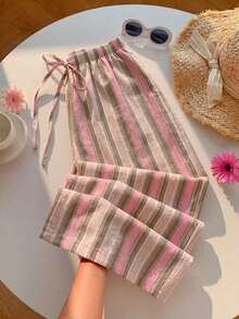 Pantalones con cordón de mujer con estampado de leopardo blanco - Multicolor 3 - Ver 1