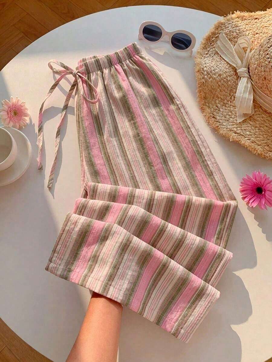 Pantalones con cordón de mujer con estampado de leopardo blanco - Multicolor 3 - Ver 1