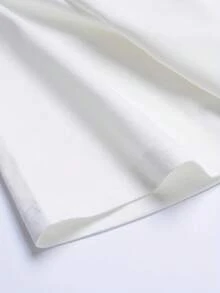 Camiseta de talla grande para mujer, para primavera, verano y otoño, de cuello redondo y manga corta, de color sólido, estilo casual básico, transpirable, agradable al tacto y no se deforma fácilmente. - Blanco - Ver 3