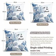 4pcs/Set Ocean Coral & Shell Pattern Pillow Cover, Single-Sided Printed Cushion Cover, Suitable For Living Room, Bedroom, Home Decor, All Seasons - Multicolor - View 2
