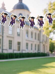 7/14/21pc Custom Photo Graduation Caricature Banner Garland – Personalized Grad Cap & Gown Face Bunting, Custom Graduation Party Decorations, Cute Graduate Photo Banner For Class Of 2026, Graduation Party, Commencement, And Grad Celebration,Graduation Gifts - Multicolor - View 5