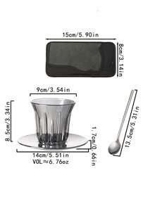 3 piezas (1 taza, 1 platillo, 1 cuchara) Juego de taza de café y platillo de cerámica, adecuado para té, café, leche, jugo, bodas, fiestas, regalos, cumpleaños - Multicolor - View 11