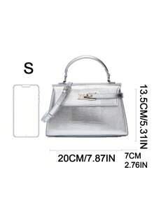 Bolso de mujer con forma de trapezoide, nuevo, de piel de PU, bolso transversal versátil y de alta gama, bolso de moda nicho, bolso para ir al trabajo - Plateado - Ver 3