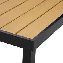 Garden Table For 8 People, Dining Table, Aluminum Table 190 X 90 X 74 Cm, Easy To Clean, Plastic, Natural And Black Color, Garden And Living Room Furniture. - Natural Color - View 6