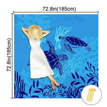 1pc Sea Turtle Patterned Beach Mat, Extra-Large Beach Mat, Lightweight And Durable. Ideal For Travel, Camping, And Picnics. Extra-Large Size For Adults. Highly Suitable For Beaches And Outdoor Adventures - C - View 12