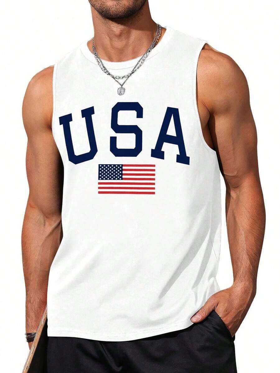 US 250th Anniversary Tank Top 1776 2026 USA Bald Eagle Flag Print White Cotton Slim Fit Sleeveless July 4th Patriotic Apparel For Men Unisex Tops - 白色 - 查看 1