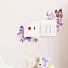 1/3pcs Watercolor Floral And Butterfly Pattern Light Switch Stickers, Removable Self-Adhesive Waterproof Wall Stickers, Suitable For Living Room, Bedroom, And Light Switch Decoration. - Switch Sticker - View 11