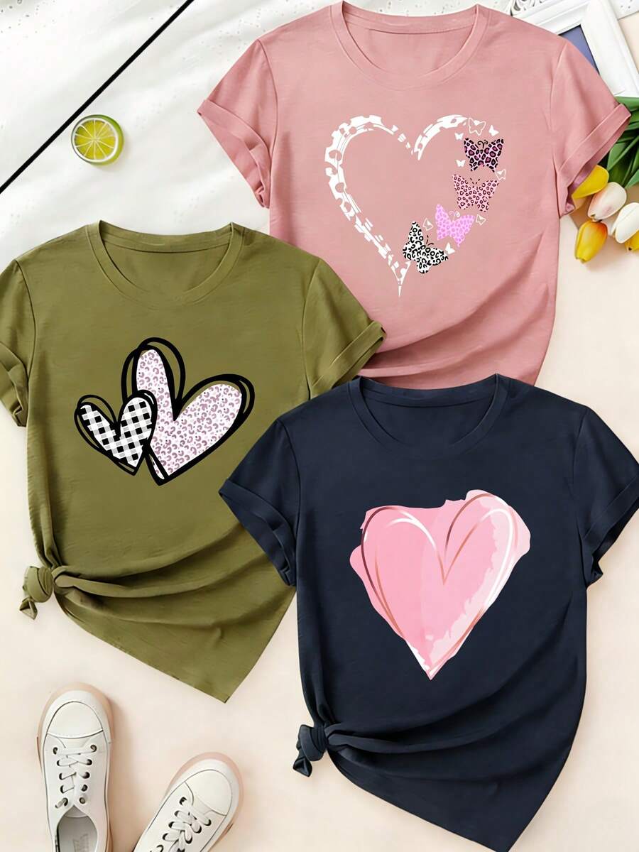 A Single Garment Is Not A Set Consisting Of 3 Items; A Set Includes 1 Women's Short-Sleeved T-Shirt With A Casual Round Neck, Short Sleeves, Stretchy Fabric, And Multiple Color Options For Summer, Vacation, And Everyday Wear. It's A Great Gift For Mother's Day. - 白色 - 查看 1