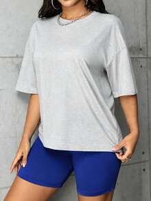 Home Casual Round Neck T-Shirt And Shorts Set - Multicolor - View 6