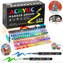 12/24/36/48/60/72/80/120pcs/Set Straight Barrel Liquid Large Capacity Quick-Dry Colored Pens, Suitable For Ceramic And Stone Materials - Multicolor - View 9