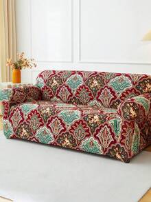 1pc Paisley Print Sofa Cover (Including 1pc Pillow Case), Dust-Proof And Dirt-Resistant, Elastic Full Coverage Sofa Protector, Living Room Home Decor, Fits 1/2/3/4 Seater Sofa, All Season, Machine Washable - Coffee Brown - View 6