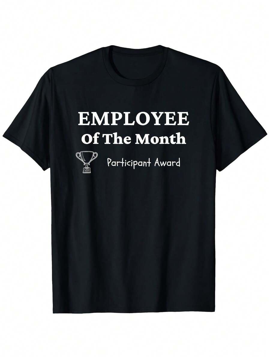 Camiseta Divertida para el Premio al Empleado del Mes - 100% Ligeramente Elástica, Cuello Redondo, Manga Corta, con Gráfico de Trofeo y Letras Gruesas, Ropa de Oficina Unisex para Hombres y Mujeres (Tallas S-XXXL), Regalo Casual de Reconocimiento Laboral para Premios y Fiestas de Empleados, Ajuste Cómodo para Todas las Temporadas, Celebración Corporativa, Empleado del Mes, Camiseta Gráfica para Hombres, Camiseta Divertida para Hombres, Camiseta Gráfica para Hombres, Camiseta Divertida para Hombres, Camiseta Blanca para Hombres, Camiseta Oversize para Hombres, Camiseta Vintage para Hombres, Camiseta para Hombres, Camiseta para - Negro - Ver 1