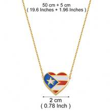 1Piece Heart Circular Puerto Rico Flag PR Pendant Necklaces Stainless Steel Jewelry - Multicolor - View 12