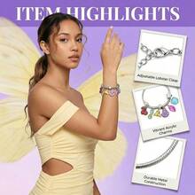 Bracelets Inspired By KATSEYE Merch For Fans, Guardian Shield, Limitless Key, Stellar Tiara, Dual Cherry, Dream Anchor, Soothing Shell With Pink K-Pop Style Card For Concert Outfits Gifts - 6,3-8,3 inch - Xem 3