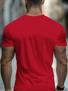 Men'S Short Sleeve Casual Sports-Shirt With Print Pattern Comfortable Regular Round Neck Outdoor Top - 黑色 - 查看 12